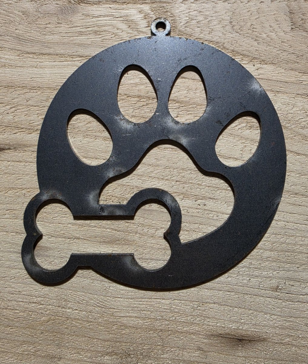 Dog Paw with Bone Metal Christmas Ornament